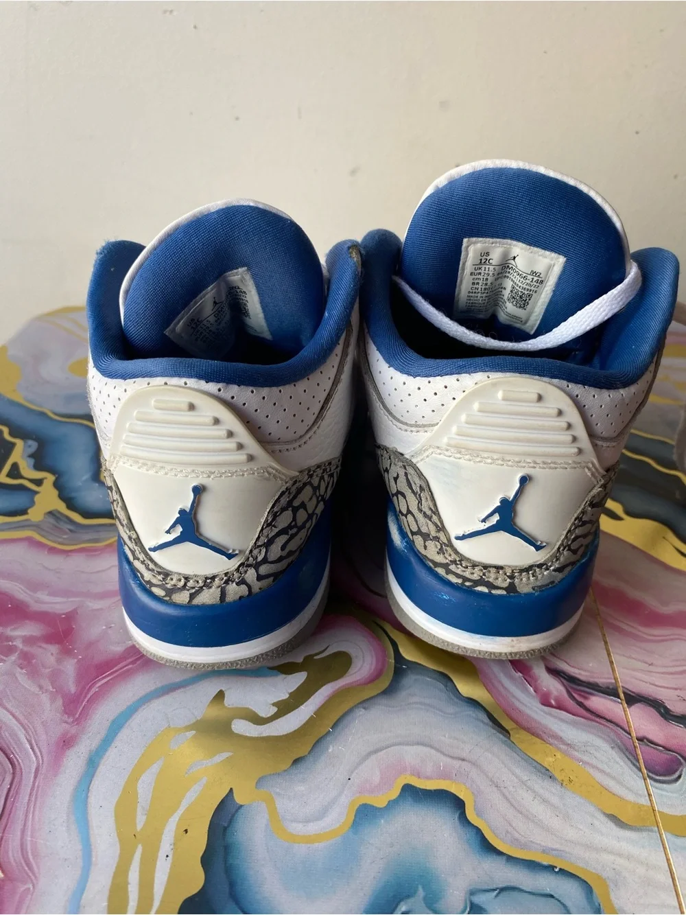 Air Jordan 3 Retro Wizards True Blue Preschool Sneakers 12C Streetwear